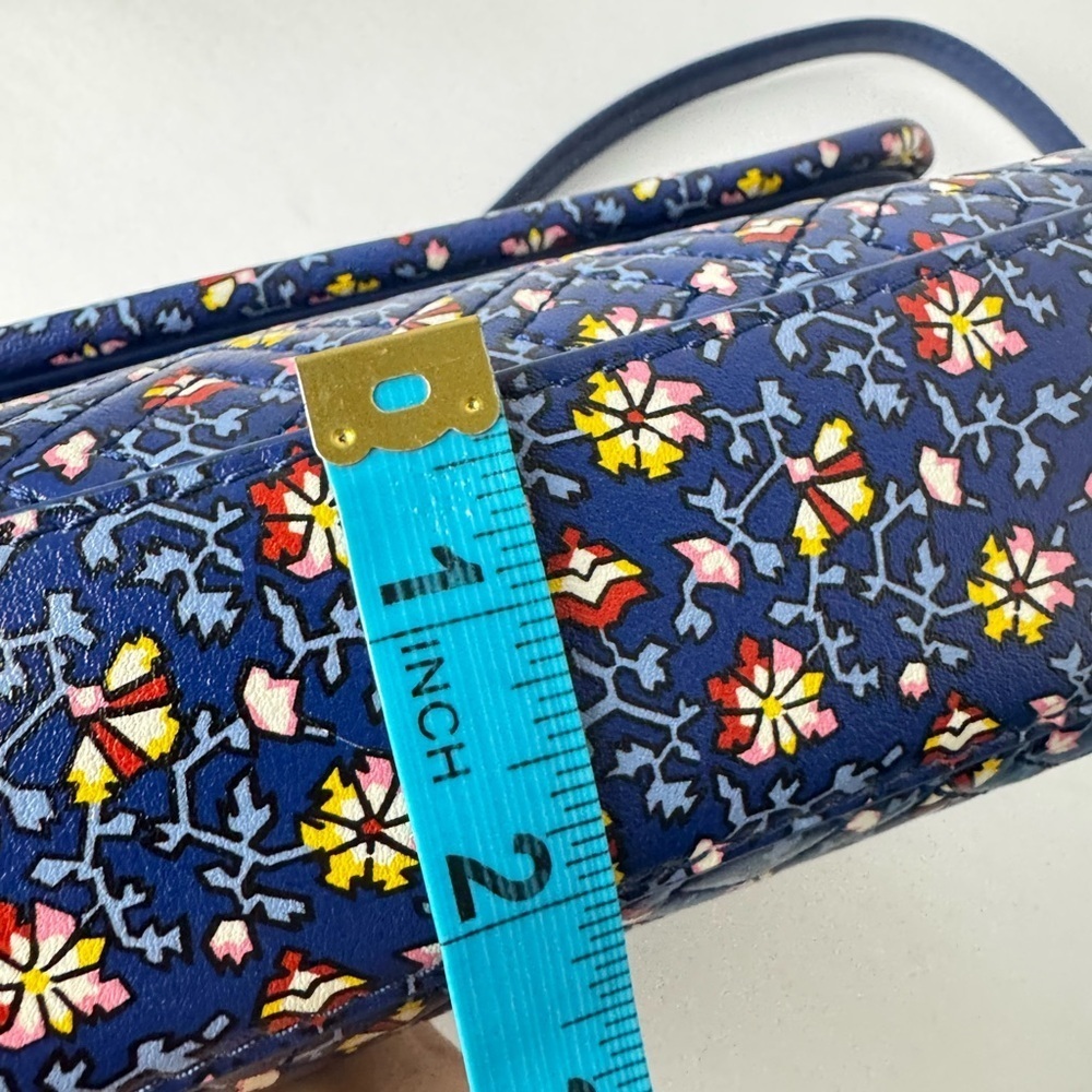 TORY BURCH FLEMING PRINTED SMALL CONVERTIBLE SHOULDER BAG BLUE WILD PANSY - Picture 16 of 16